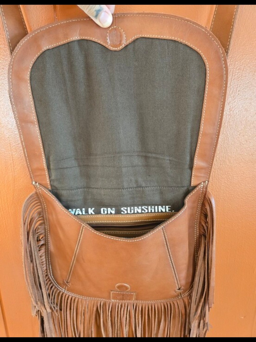 STS Ranchwear Brown Fringe Crossbody with Southwestern Embossing - Picture 6 of 8